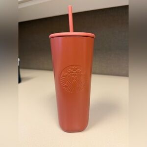 Starbucks Burnt Orange Tumbler with Straw